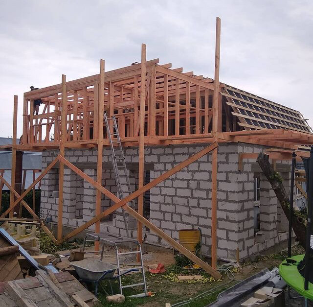 каркасный дом, строительство, строительство каркасного дома, стропила из доски 50х150, двухэтажный каркасный дом каркас