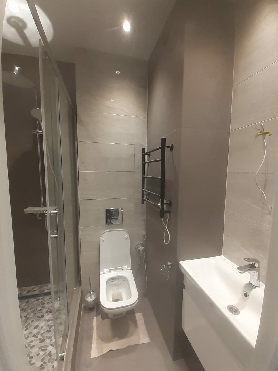 интерьер, дизайн интерьеров, ванная комната, санузел в пастельных тонах, современный дизайн ванной