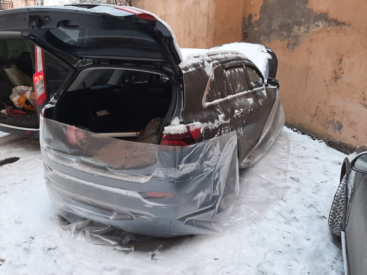 авто, автомобиль, кузов, в машине, авария туарег зимой