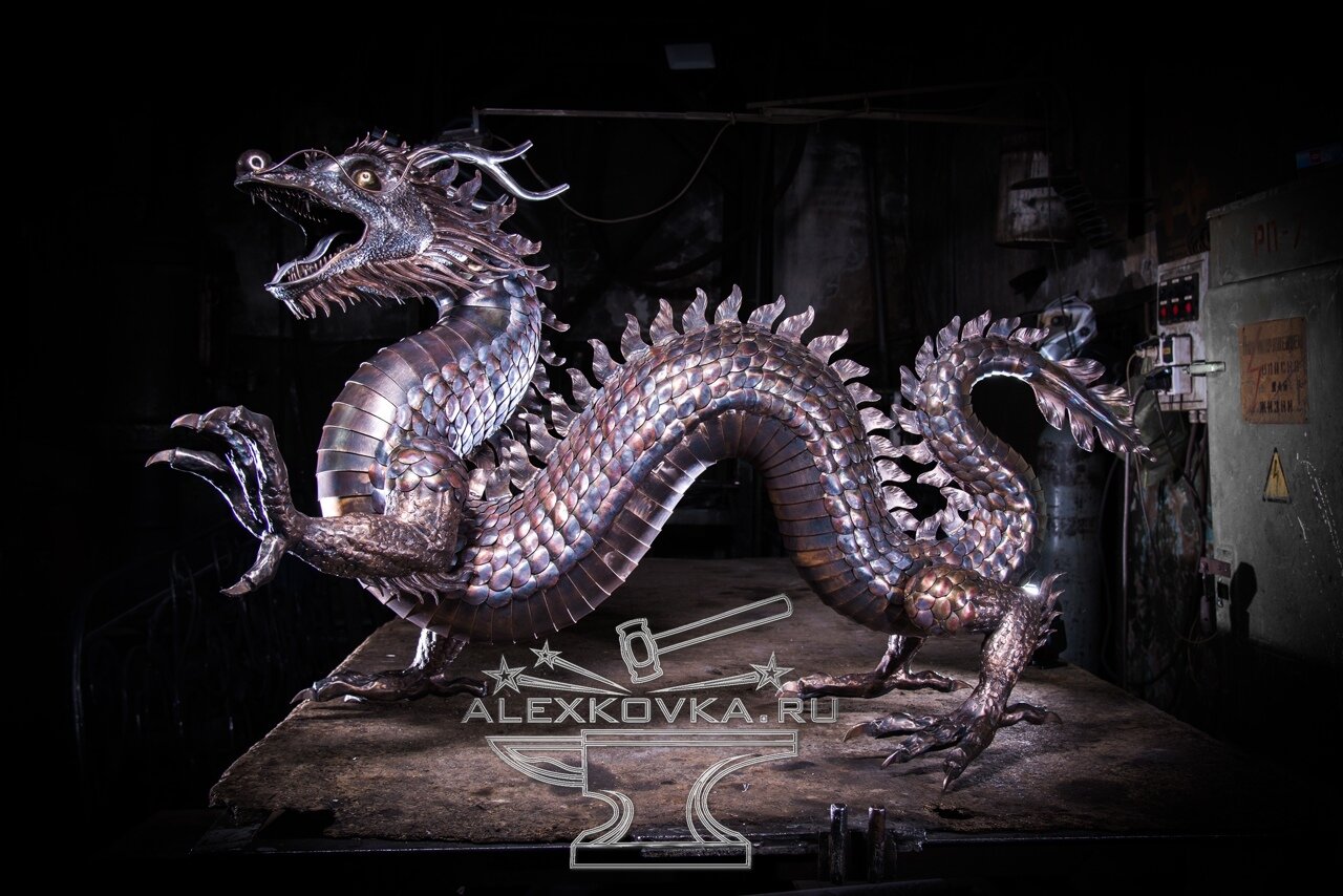 китайский дракон, художественная ковка, скульптура дракон, дракон, существа