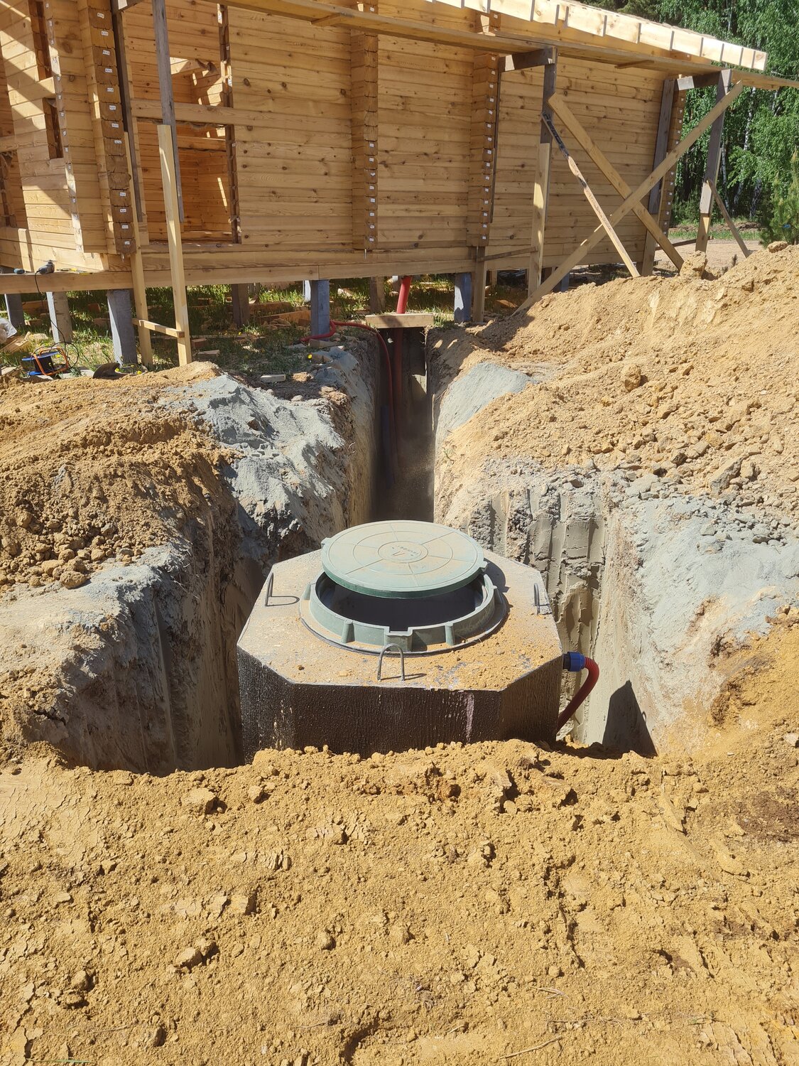 монтаж септика нижний новгород, септик лос 5м, септик, pro bio 5 септик монтаж, бассейн из кольца септика