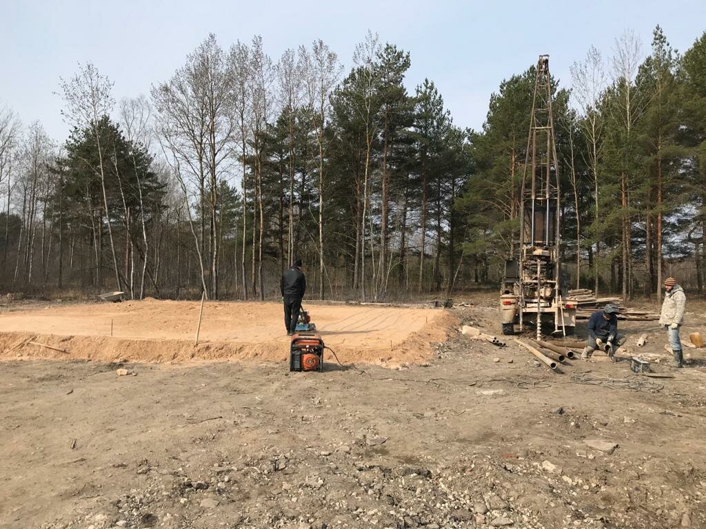 строительство, сваи, отсыпка лесного участка, забивка свай копром рдк 250, участок