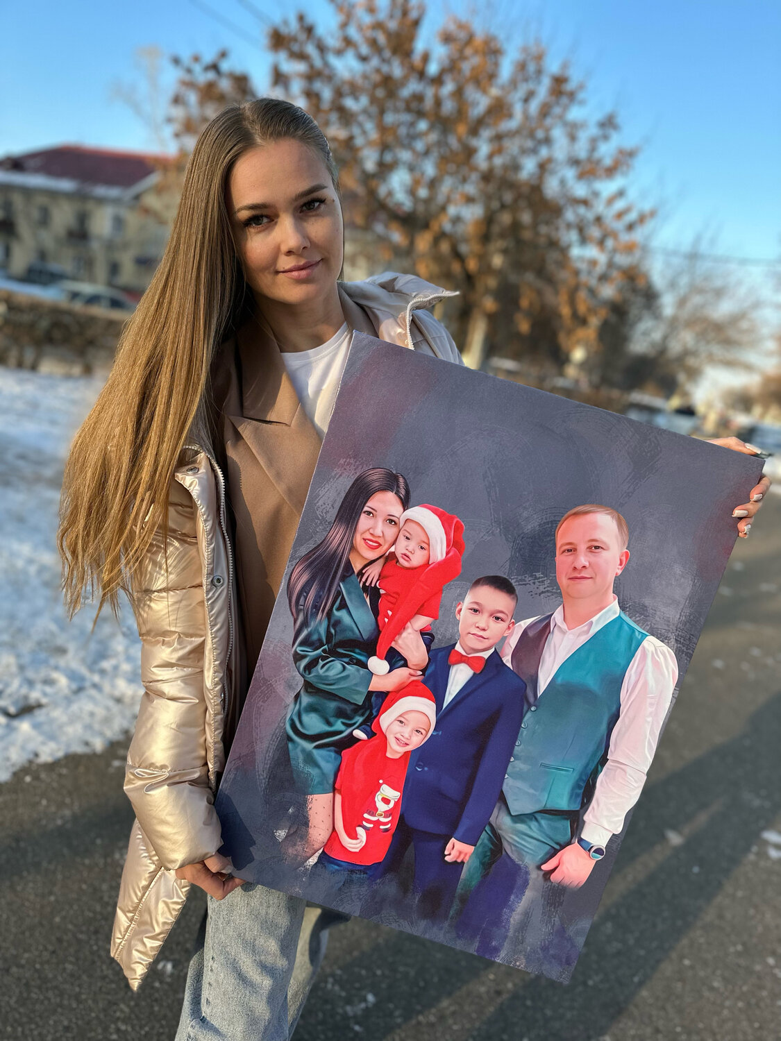 портрет на холсте, коллаж на холсте, девушка, холст, портрет