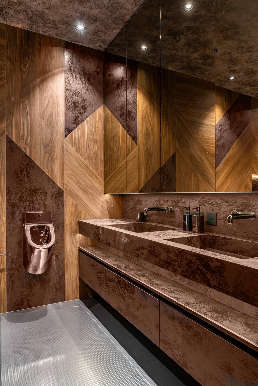 современный дизайн ванной, каменный шпон porcelanosa, интерьер санузла, ванная интерьер, современная ванная