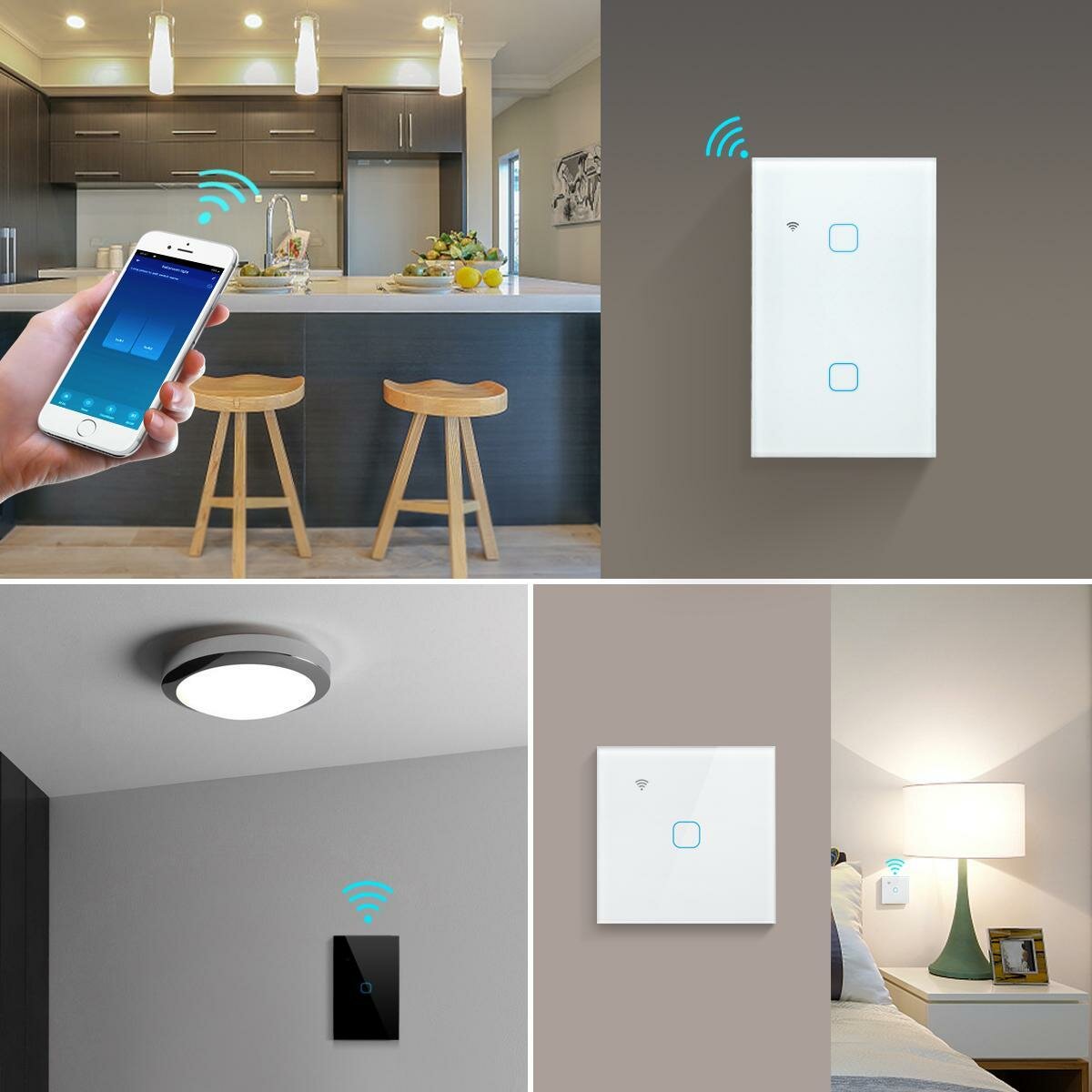 настенный сенсорный выключатель, wifi выключатель smart life, беспроводной выключатель света, диммер wifi сенсорный, сенсорные выключатели