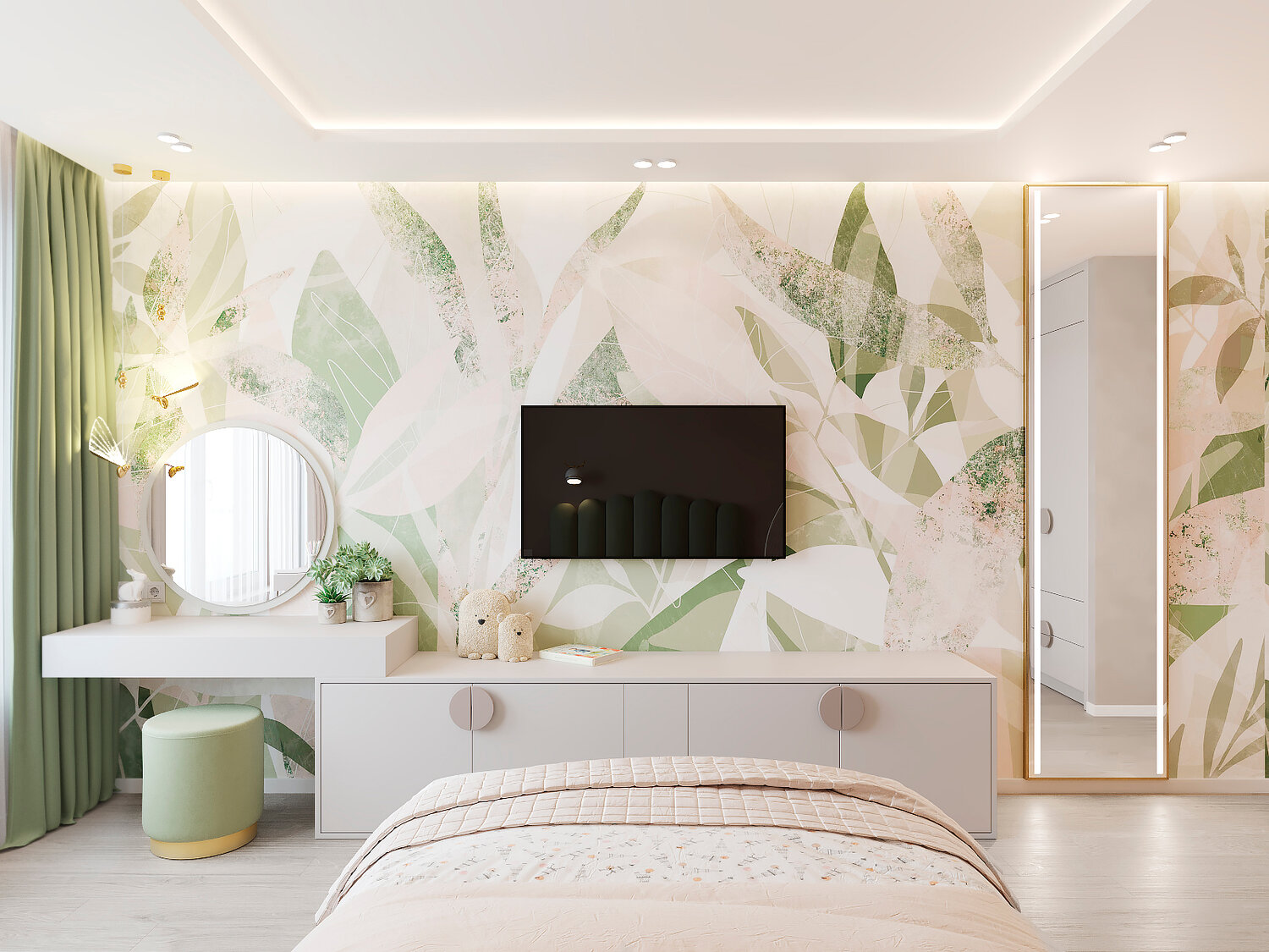 интерьер спальни в современном, дизайн интерьера комнаты, дизайн проект спальни, интерьер спальни, дизайн спальни в светлых