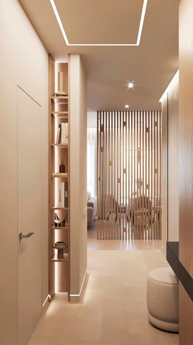 дизайн интерьера прихожей, рейки в интерьере прихожей, интерьер прихожей, дизайн прихожей комнаты, дизайн прихожей в квартире