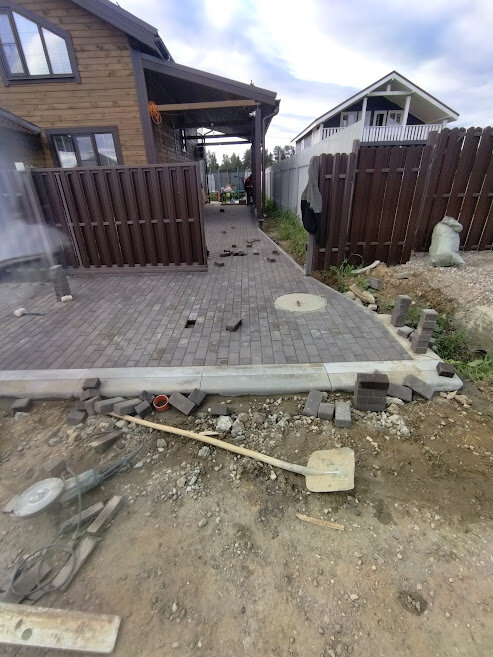 брусчатка под ворота, тротуарная плитка, тротуарная плитка укладка, укладка брусчатки, отмостка из брусчатки