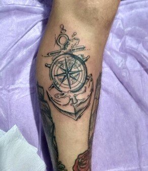 тату, морской компас тату, морские татуировки, морские тату, тату якорь и компас