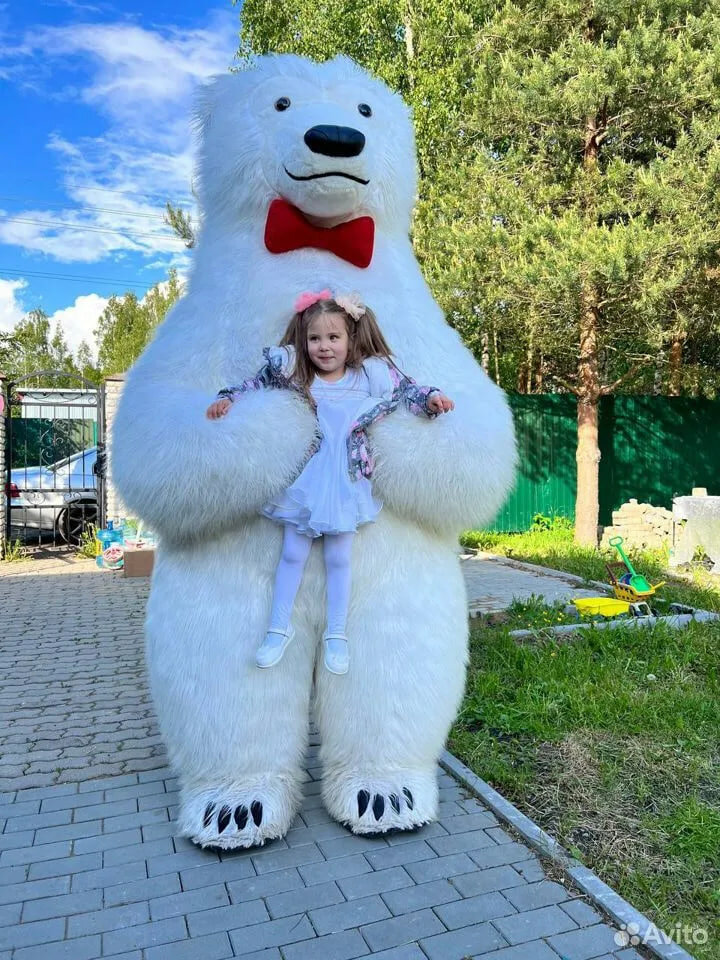 ростовой белый медведь, большой белый медведь, белый медведь, белый медведь аниматор, ростовой мишка