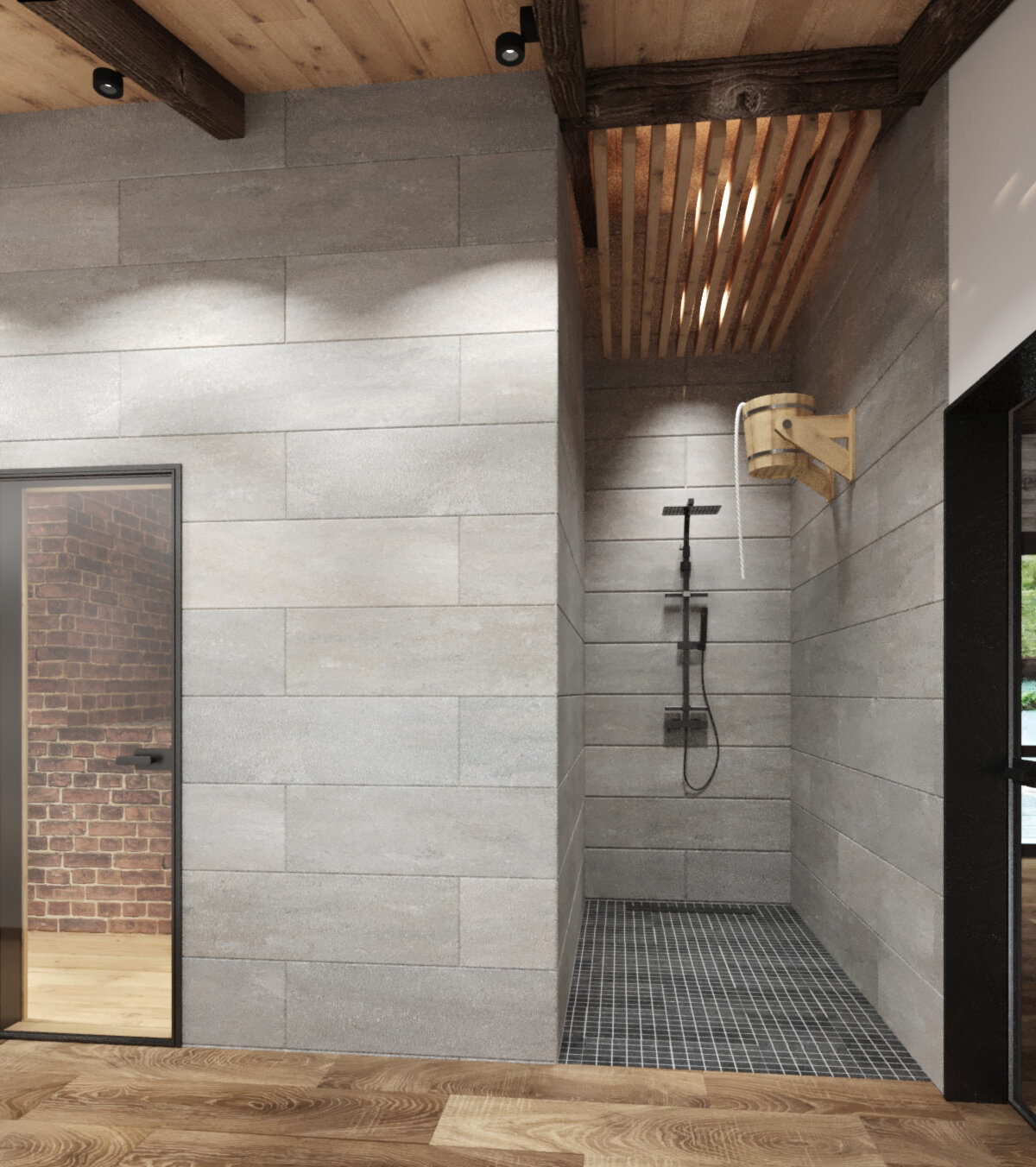 душевая лофт 5м2, душевая в стиле лофт, санузел в стиле лофт, душевая интерьер, ванная 3м2 лофт с душевой кабиной