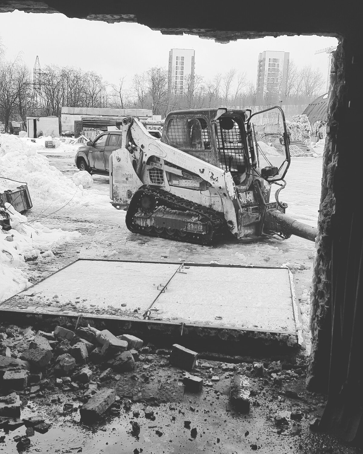 демонтаж зданий, техника, строительство, спецтехника, снесенные здания амурска