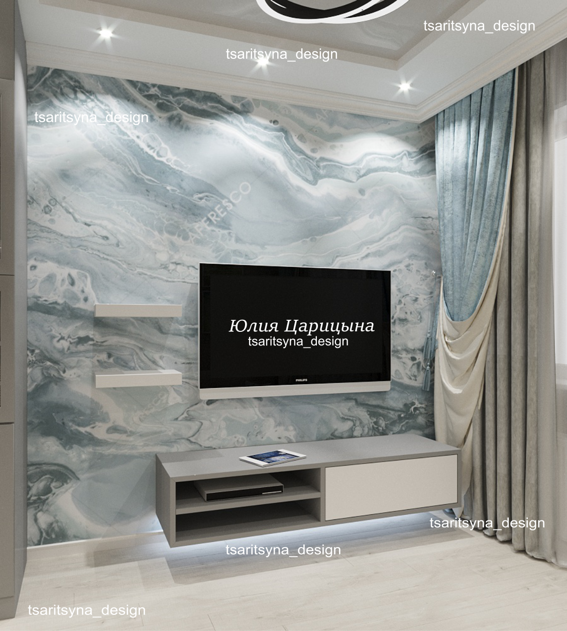 гостиная с элементами мрамора, домашний декор, гостиная, интерьер, фреска на стену под мрамор