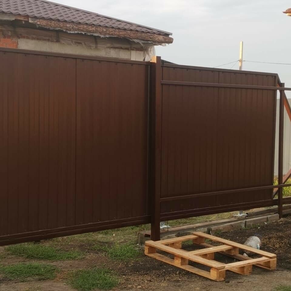 откатные ворота профлист 8017, откатные ворота с профлистом с8, откатные ворота, откатные ворота с профлистом, откатные ворота из профнастила