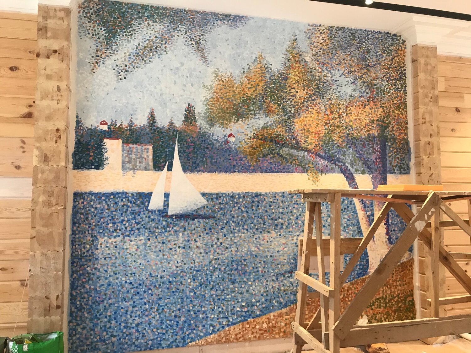 пуантилизм картины, georges seurat картины, картина пейзаж, мозаичное панно, живопись