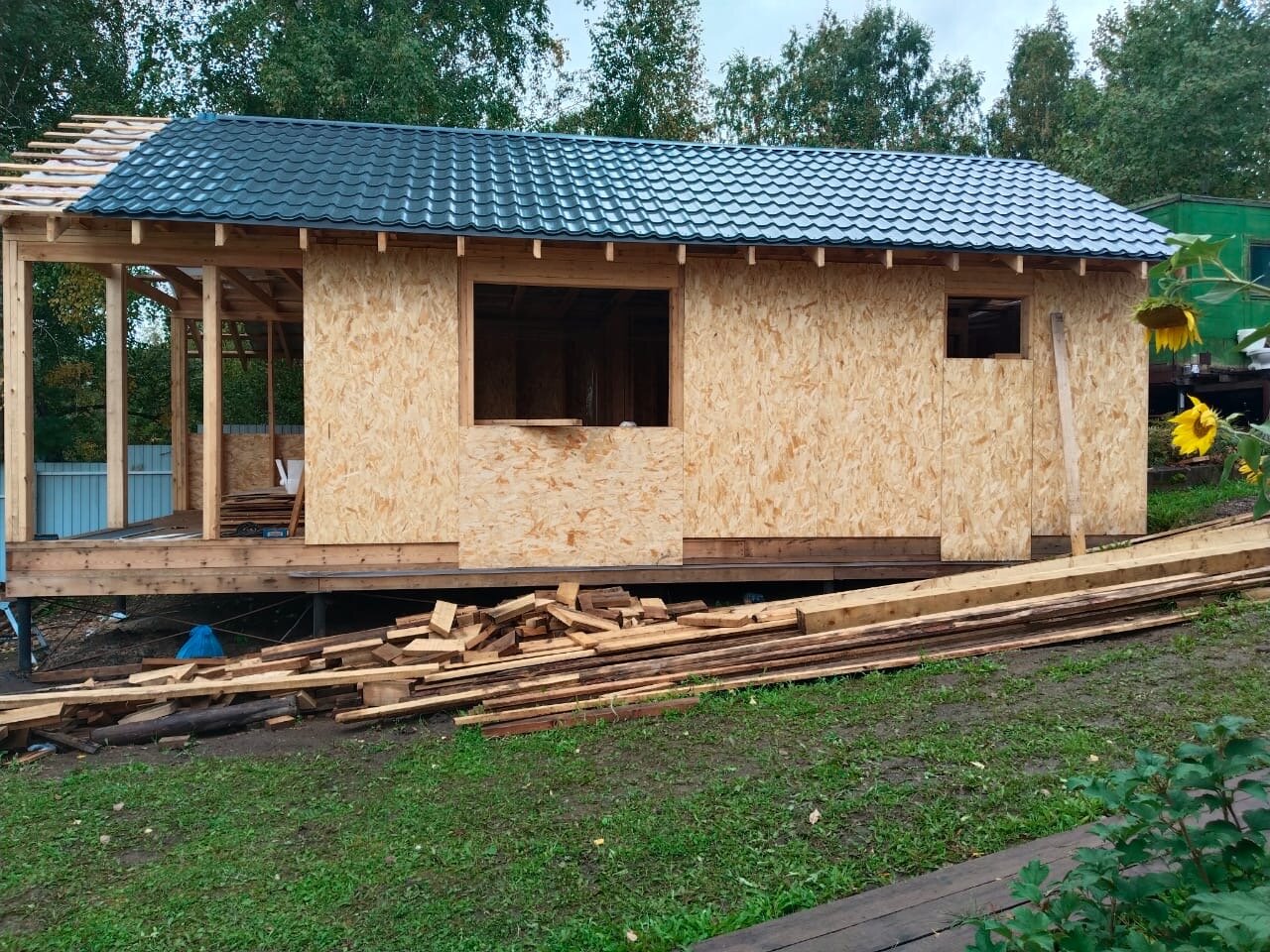 каркасный дачный домик осп, дачный домик обшитый осп 3, домокомплект сип панели, каркасный дом осп 4х4, сип панели для строительства дома