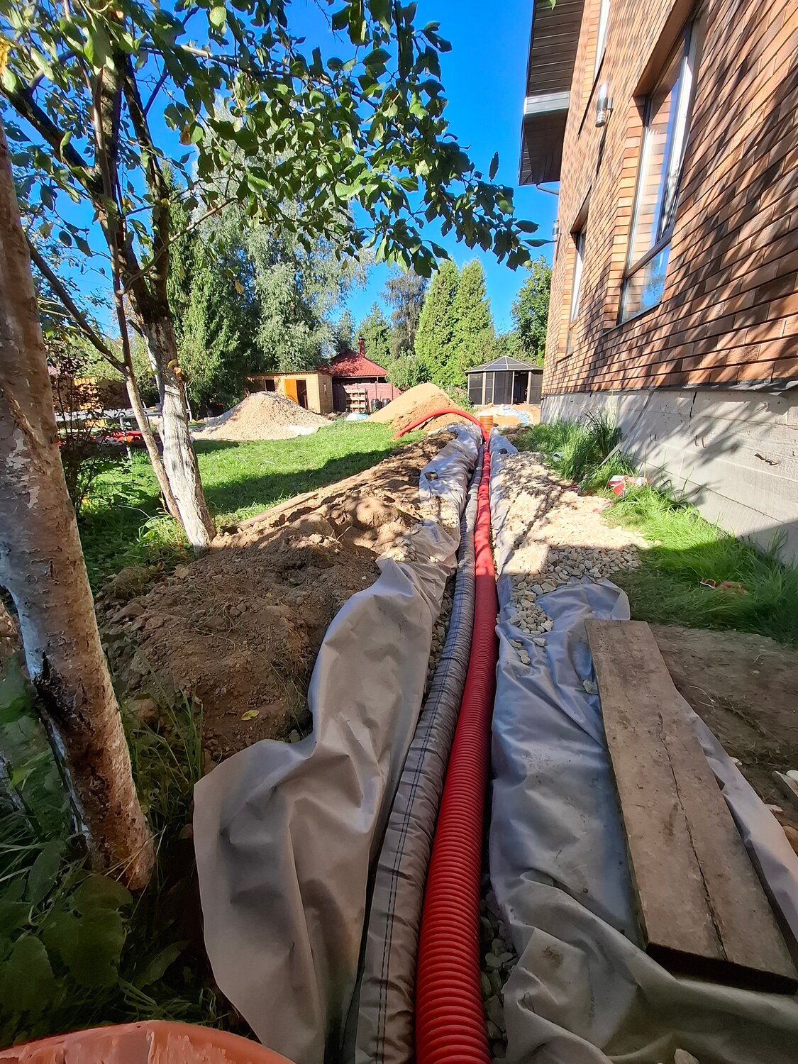 дренаж участка, дренажная труба, дренаж вокруг дома, дренаж фундамента юсофтрок, дренаж