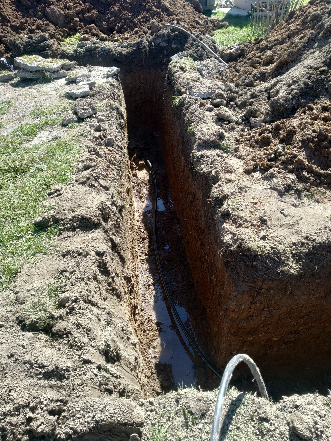 траншея под водопровод, траншея для водопровода, копать траншею, прокладка водопровода, копка траншей