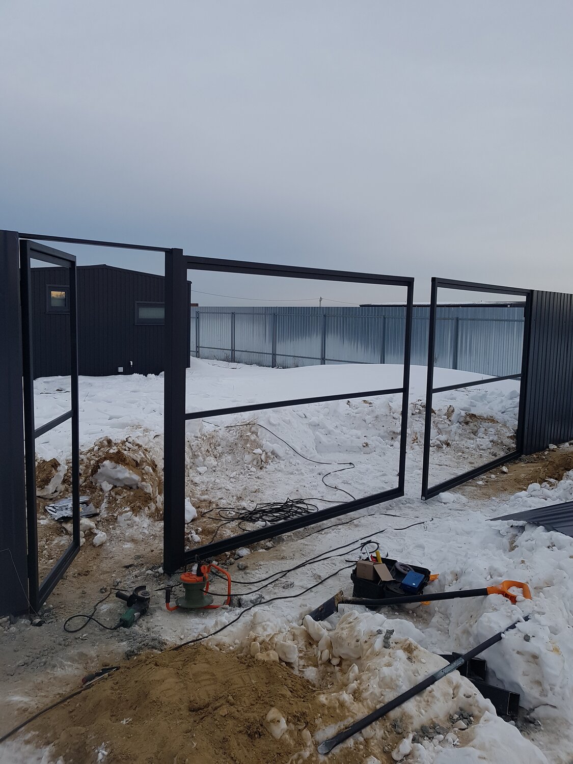 откатные ворота, откатные ворота каркас, откатные ворота на сваях, забор ворота, ворота