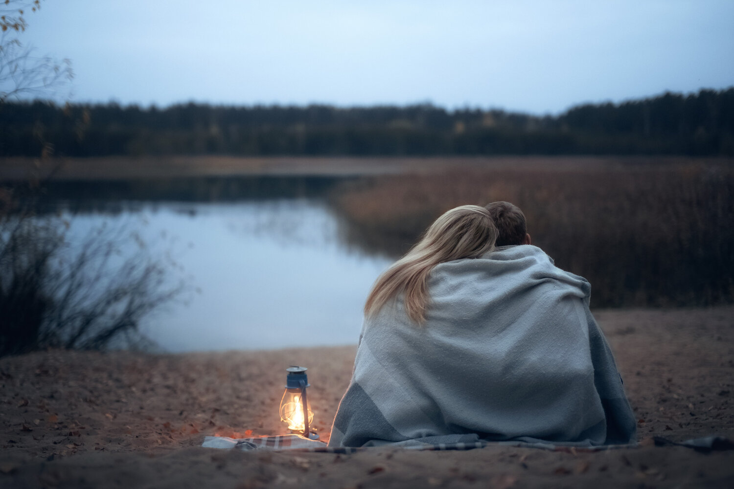 человек, природа, закат, блондинка, темное изображение