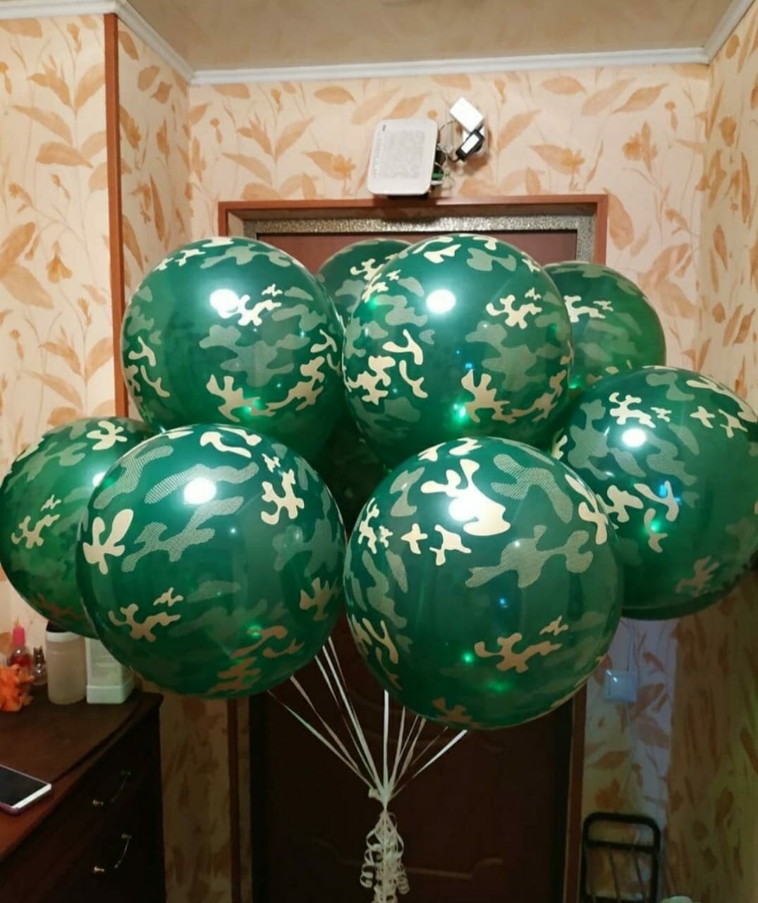 шары камуфляжные, воздушные шары камуфляжные, шары камуфляж, шар, 1103-0703 шар камуфляж зеленый воздушный