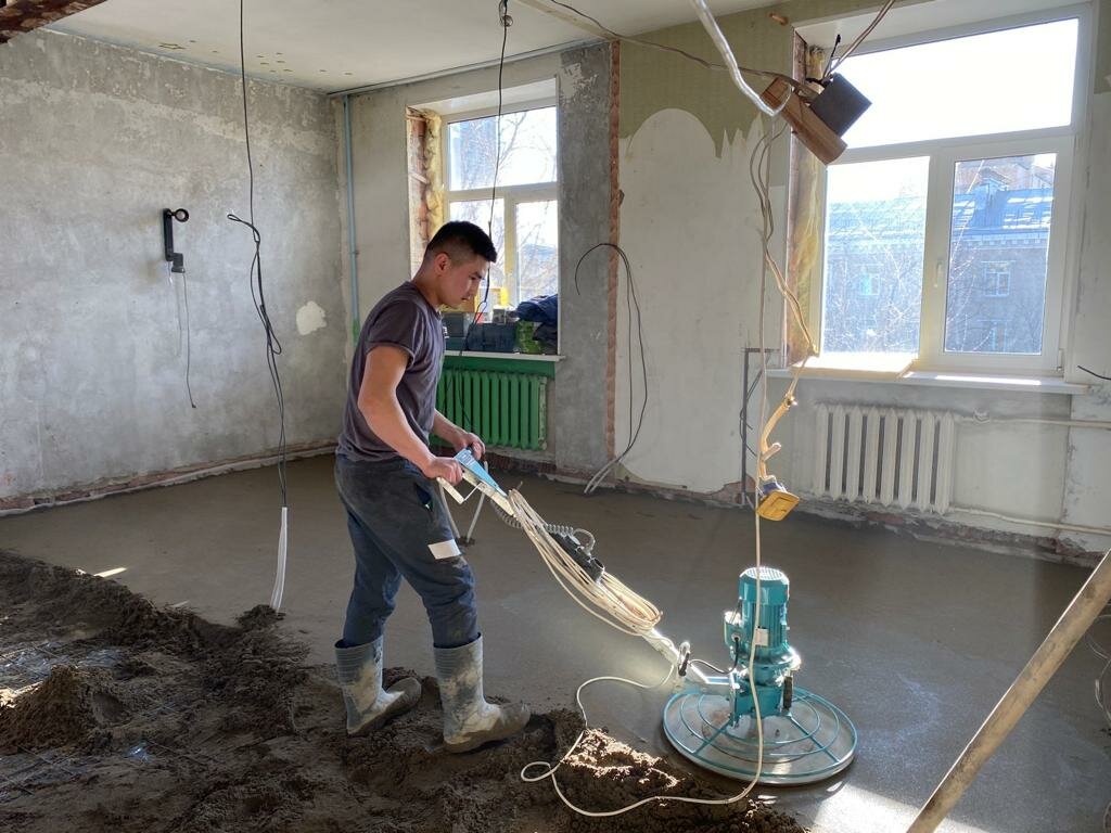 полусухая стяжка пола, стяжка пола, полусухая стяжка, механизированная стяжка пола, механизированная полусухая стяжка