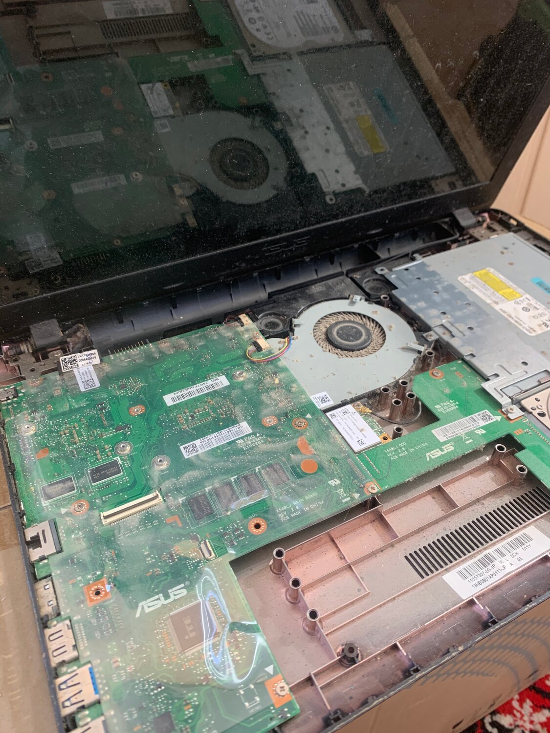 ноутбук asus x541u, разобранный ноутбук, ноутбук, поломка ноутбука, asus x553m оперативная память