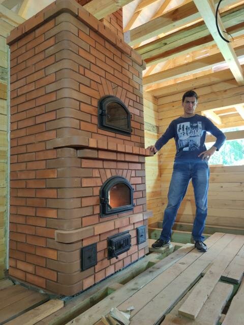 кирпичная печь для дома, печь из кирпича для дома, печник, русская печь камин, кладка печи