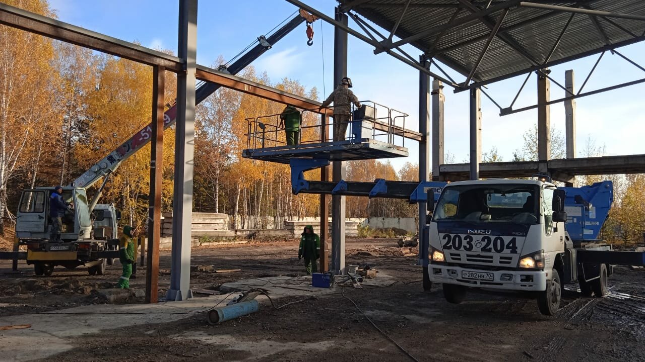 стройка, авто вышка, строительство, телескопическая автовышка, tadano 155 автовышка