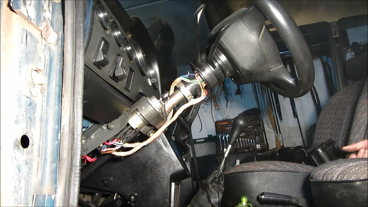 подключение замка зажигания ваз 2106, электроусилитель руля газ 3302, крепление замка зажигания ваз 2106, кожух замка зажигания ваз 2106, контактная группа замка зажигания ваз