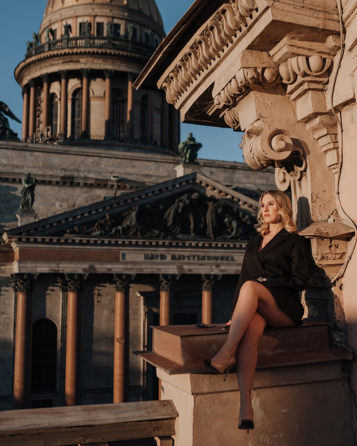 девушка, вид на исаакиевский собор, женщина, человек, фотосессия на крыше