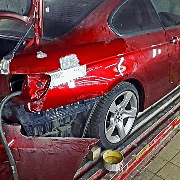 автомобиль, авто, тюнинг автомобиля, красный автомобиль на мойке, спортивный автомобиль