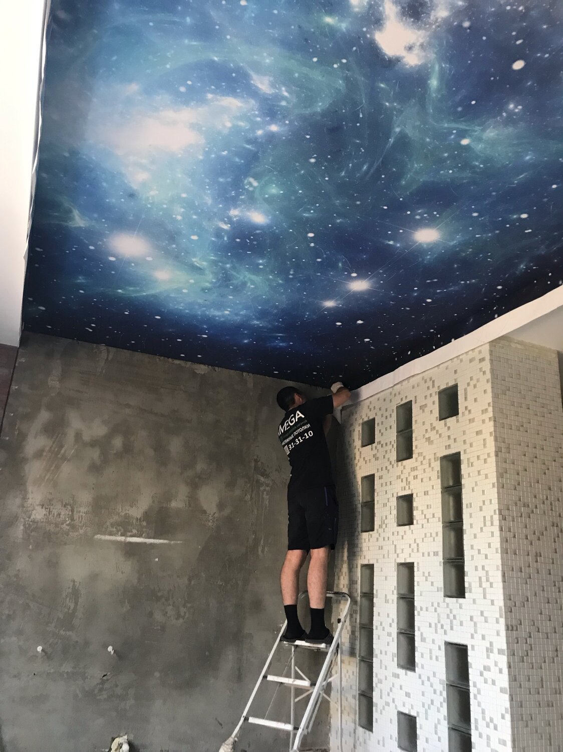 натяжной потолок звёздное небо в детскую комнату, потолки с фотопечатью звездное небо, звёздное небо, фотопечать звездное небо на натяжных потолках, натяжной потолок звездное небо