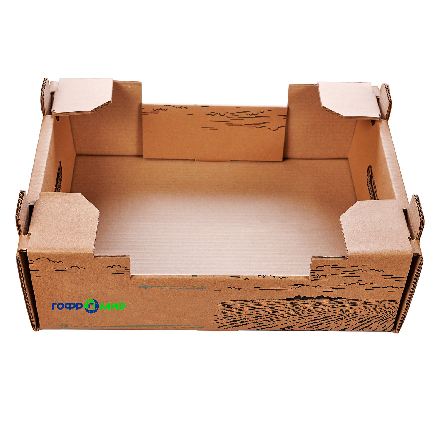 гофролоток 305х200х45, гофролоток 01184, гофролоток склеенный, гофролоток овощной 580х380х170 мм п-31 бурый *300, гофролоток для овощей 400x290x170