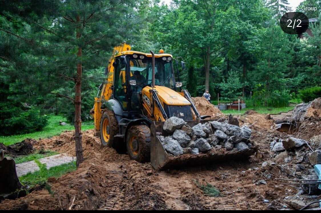 планировка участка спецтехникой, jcb для леса, природа, спецтехника, расчистка участка