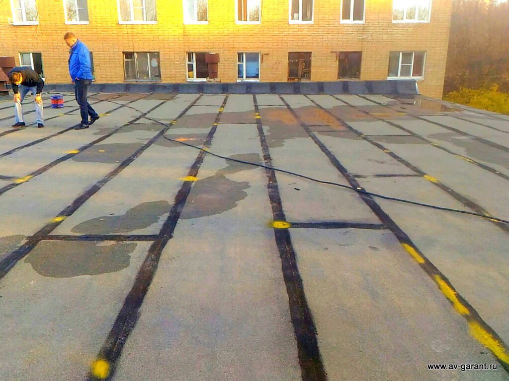 ремонт кровли, монтаж плоской кровли, кровля гаража, ремонт кровли гаража, плита аэродромная