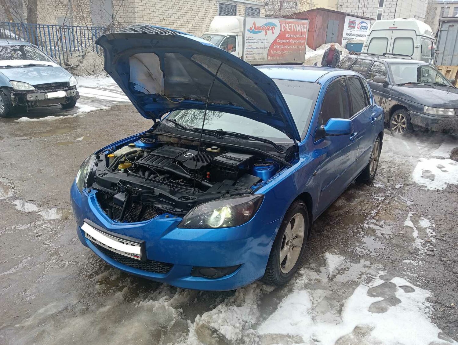 синяя мазда 3, автомобиль, авто, мазда 3 bk, Mazda 3 I (BK) Рестайлинг