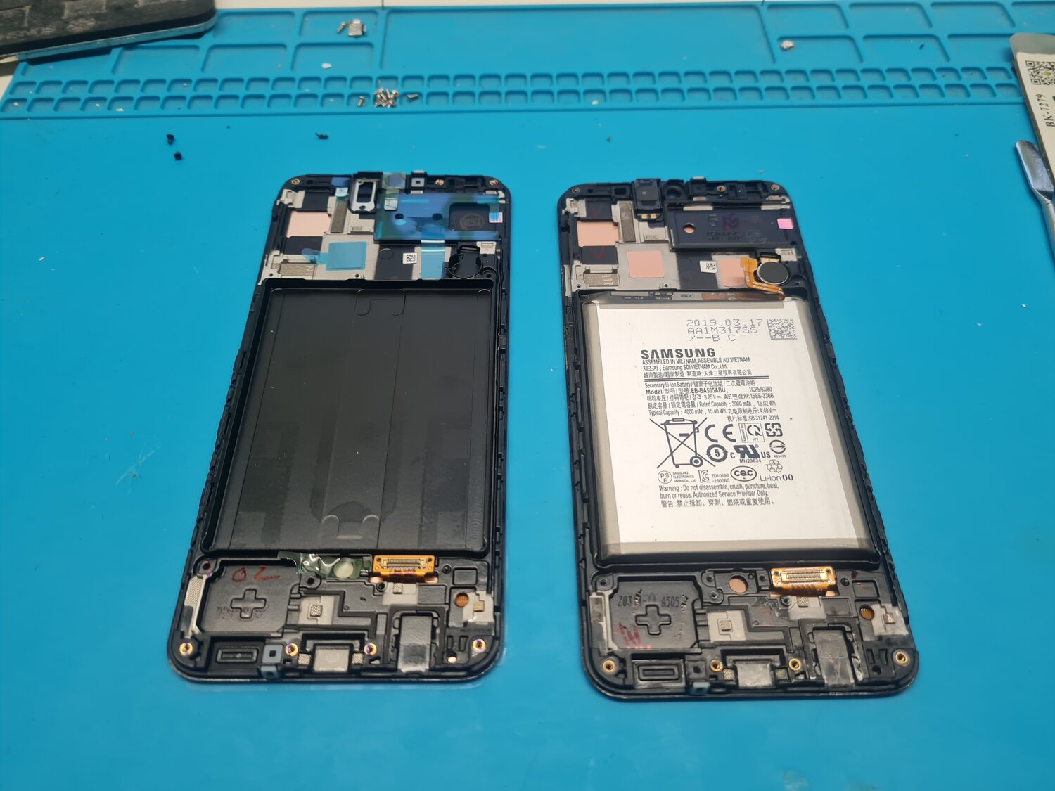 экран, разобранный самсунг а50, дисплей для samsung a205f galaxy a20, жк экран, аккумулятор самсунг а50