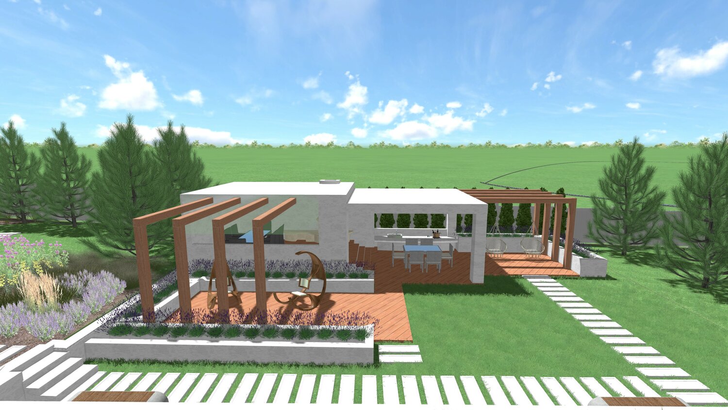 скетчап 3д ландшафт, проект беседки визуализации, ландшафтный дизайн участка, беседка проект, входная зона ландшафтный дизайн