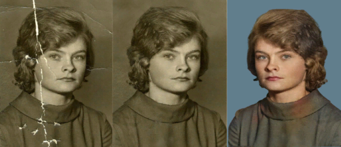 ретушь старых фотографий, реставрация старых фотографий, старые фотографии, артистка, люди