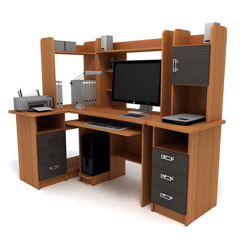 стол компьютерный игровой, компьютерный стол, угловой компьютерный стол, стол для компьютера с надстройкой, компьютерная мебель