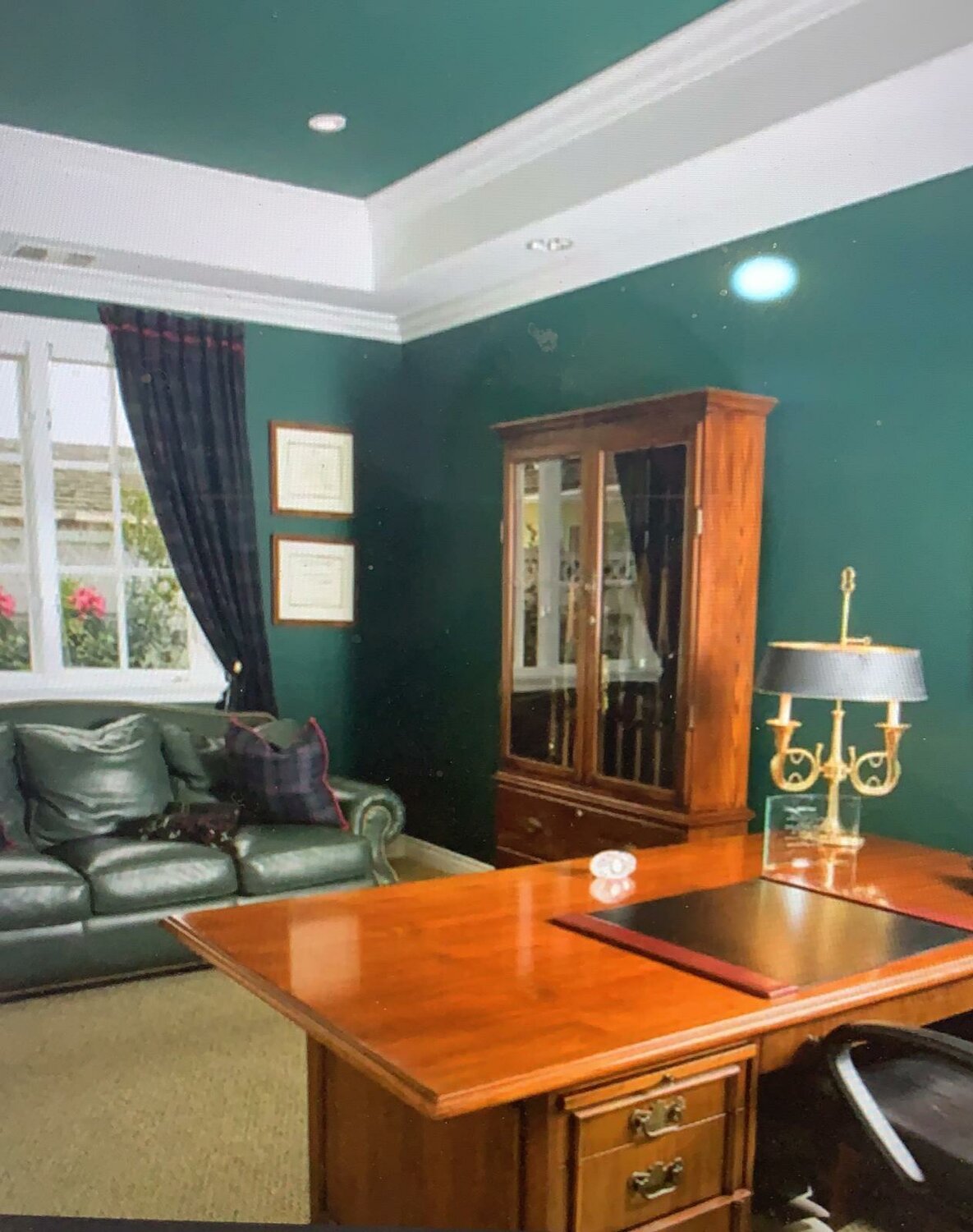 бидермейер стиль в интерьере кабинет, кабинет с зелеными стенами, интерьер, цвет в интерьере, квартира