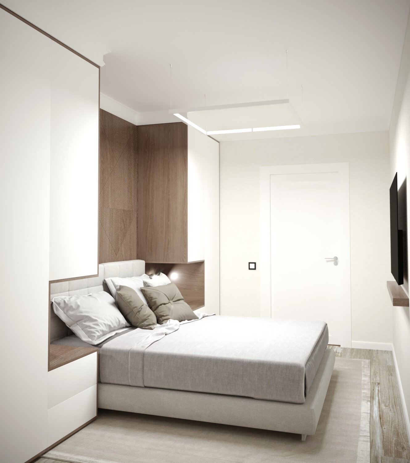 спальня в стиле минимализм, белая спальня минимализм, светлая спальня минимализм, интерьер для квадратной спальни минимализм, маленькая спальня в стиле минимализм