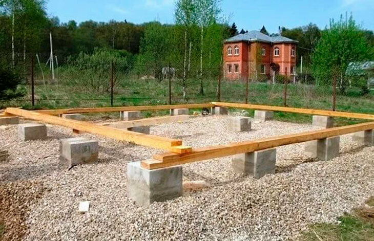 столбчатый фундамент для бани, столбчатый фундамент под сарай 6х3, столбчатый фундамент под сарай, фундамент для одноэтажного дома, фундамент из блоков