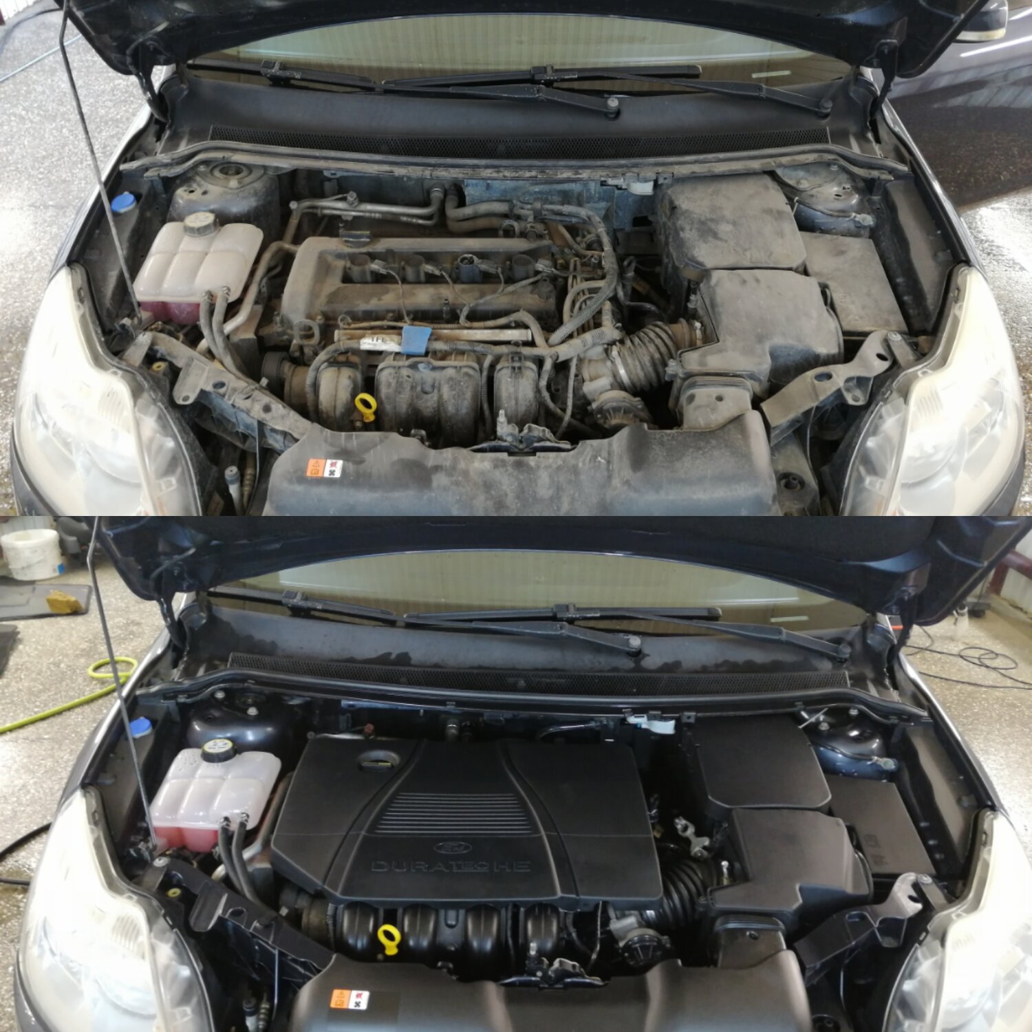 отмытый двигатель форд фокус 2 1.8, ford focus 2 1.8 125 подкапотка, форд фокус 3 1.6 под капотом, подкапотное пространство форд фокус 2 1.6, форд фокус седан 2008 мотор
