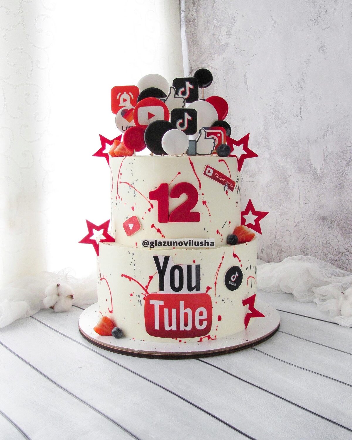 торт, торт ютуб, тортик в стиле like, cake, торт с соцсетями
