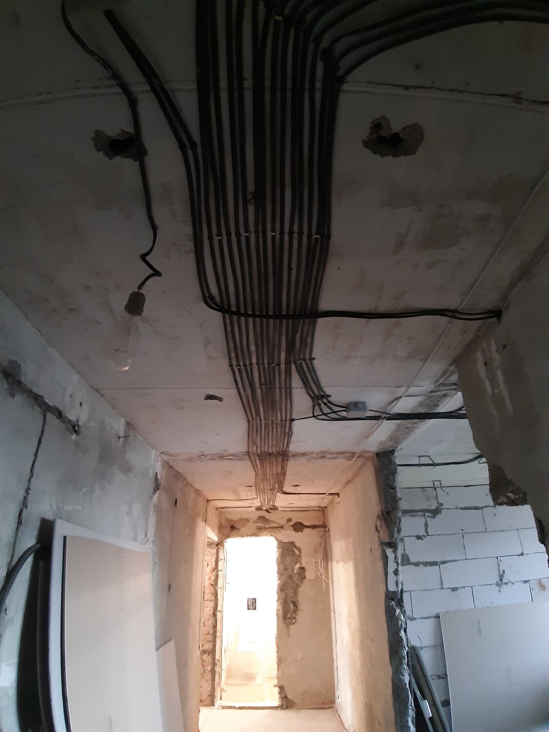 разводка электрики, прокладка проводки, монтаж электрики по потолку, электропроводка в хрущевке, электромонтаж по потолку