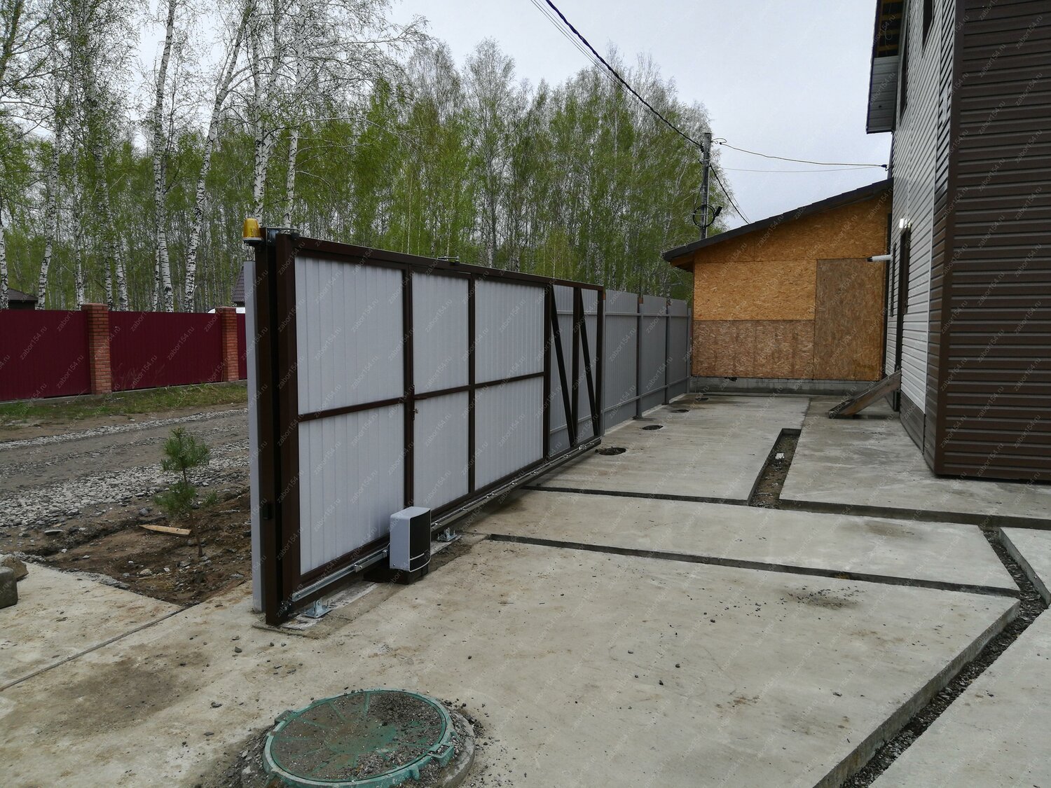 откатные ворота 4м, ворота откатные, откатные ворота 4000х1920, раздвижные ворота под профлист, ворота