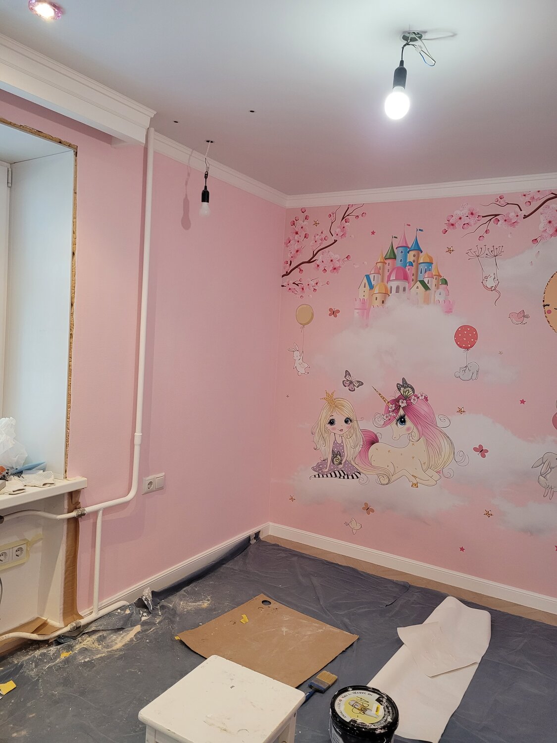 роспись стен, интерьер, стены в детской, комнаты, детская комната