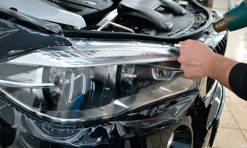 бронирование фар пленкой suntek, антигравийная плёнка bmw x5, полиуретановая пленка, бронирование фар пленкой, антигравийная пленка